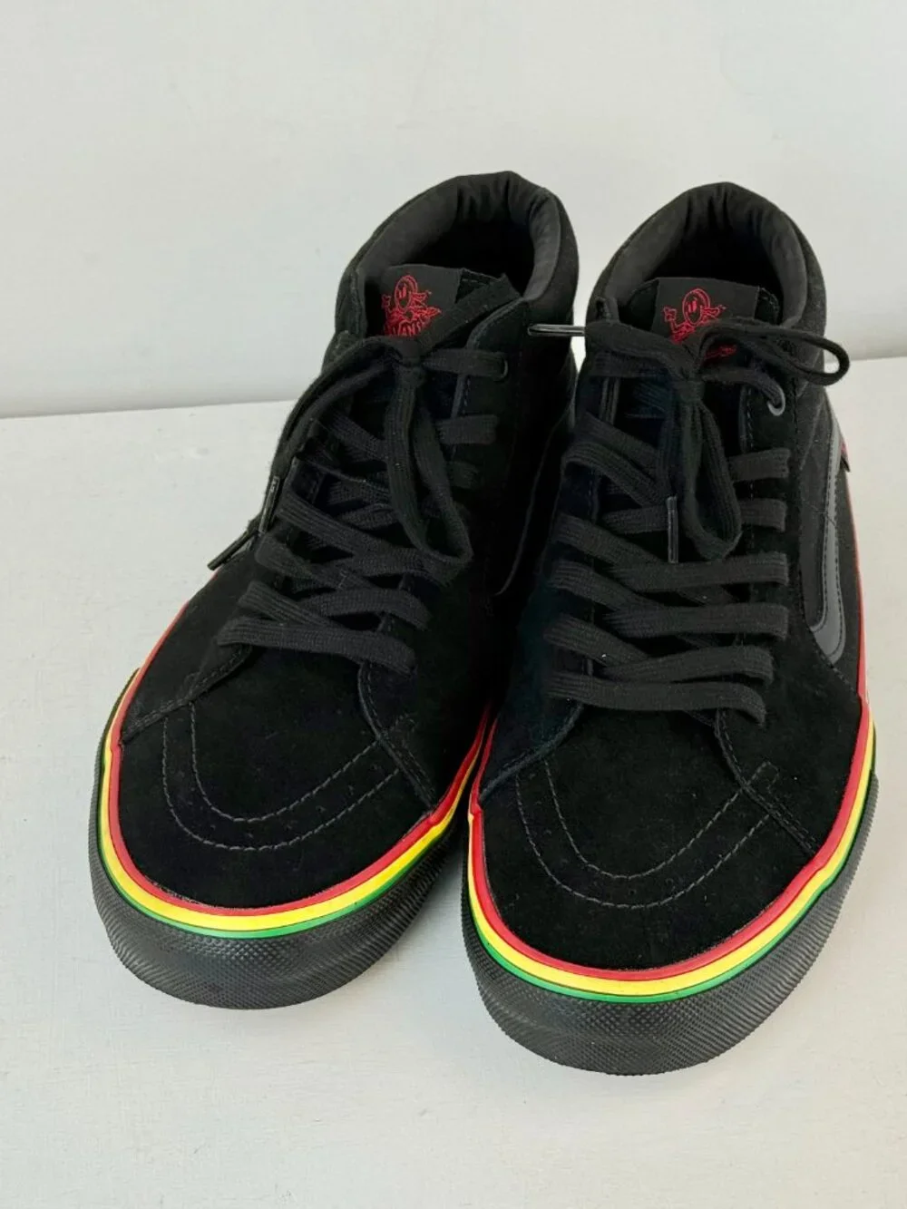 Men's 13 - VANS Skate Grosso Mid-Rasta Black Suede/Canvas Sneaker -721454 - Picture 5 of 9